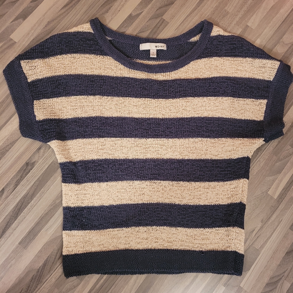 WD.NY Purple and Cream Textured Knit Top